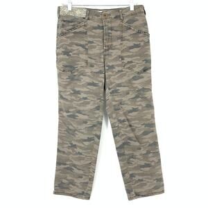 Anthropologie Women's Sz 28 Utility Pants Camouflage Slim Straight Leg
